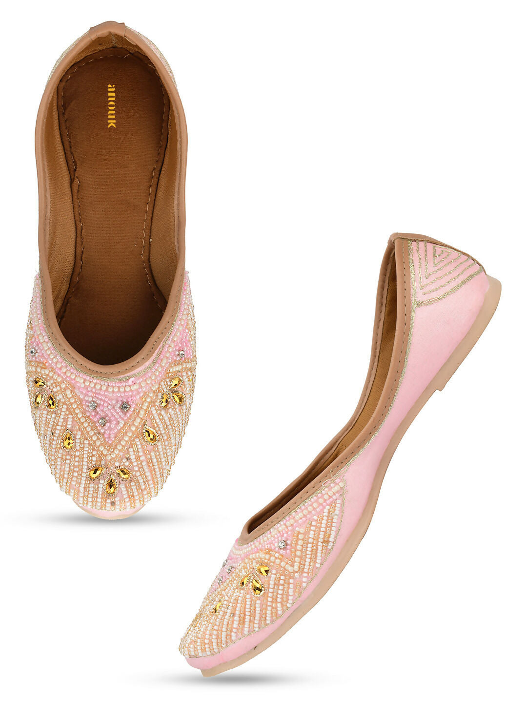Desi Colour Women Indian Ethnic Footwear-Pink Pearl | Grocsy