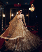 Jyoti Fashion Women's Beige Kasturi Silk Georgette Sequins with Dori Embroidered Designer Lehenga Choli Set | Grocsy