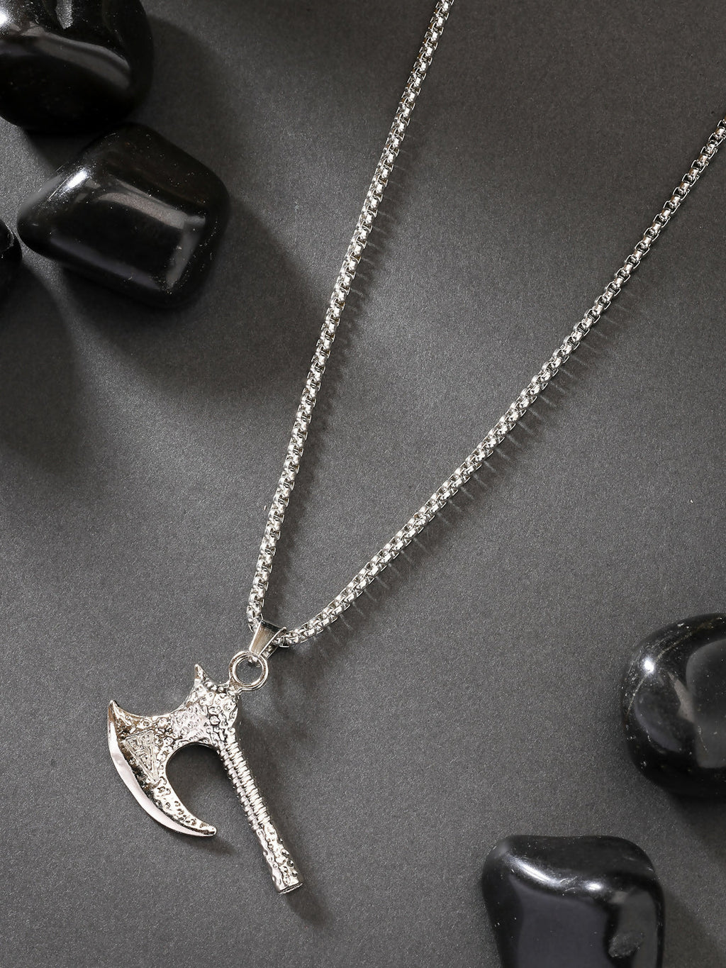 NVR Men's Silver-Plated Stainless Steel Pendant with Chain | Grocsy