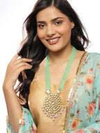 Gold-Toned Green Brass Gold-Polished Necklace - Ruby Raang | Grocsy