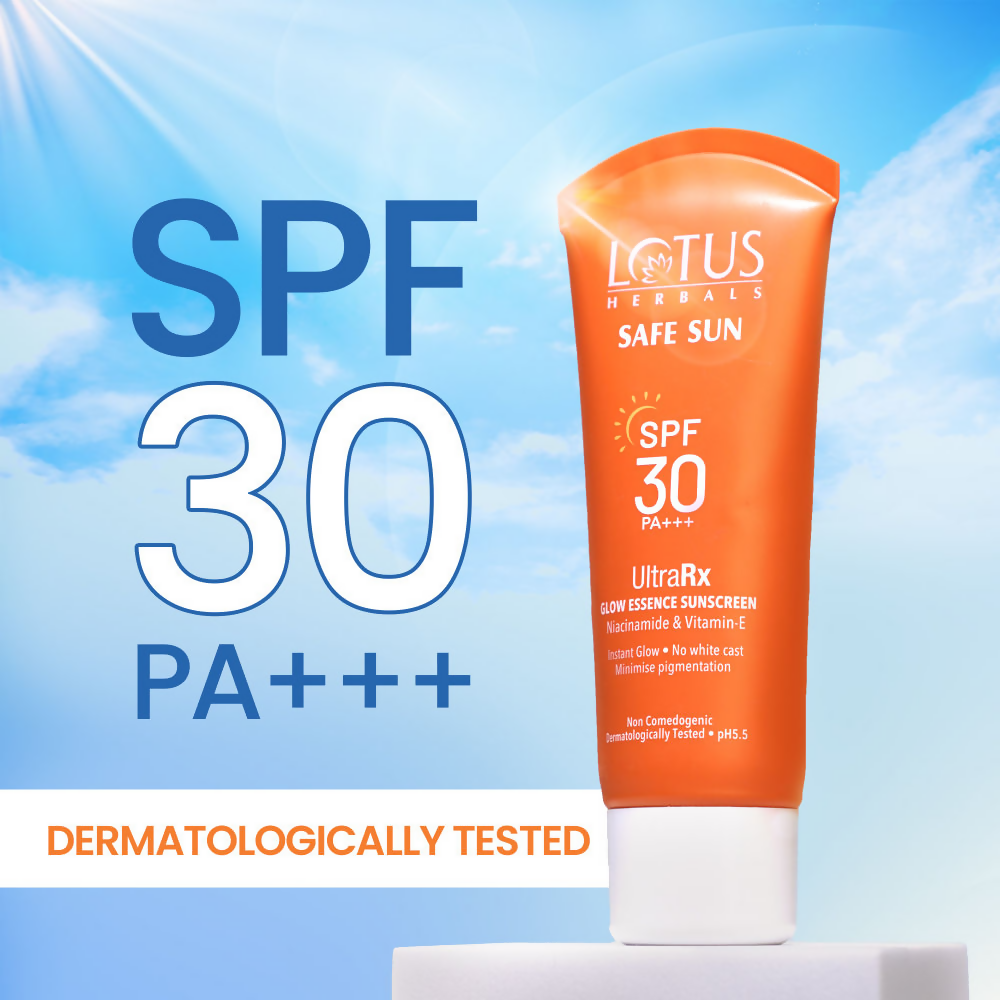 Lotus Herbals Safesun Ultrarx Glow Essence Sunscreen SPF 30 PA++++ | Grocsy