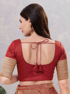 Joban Fashion Women Silk Dark-Maroon Stitched Blouse | Grocsy