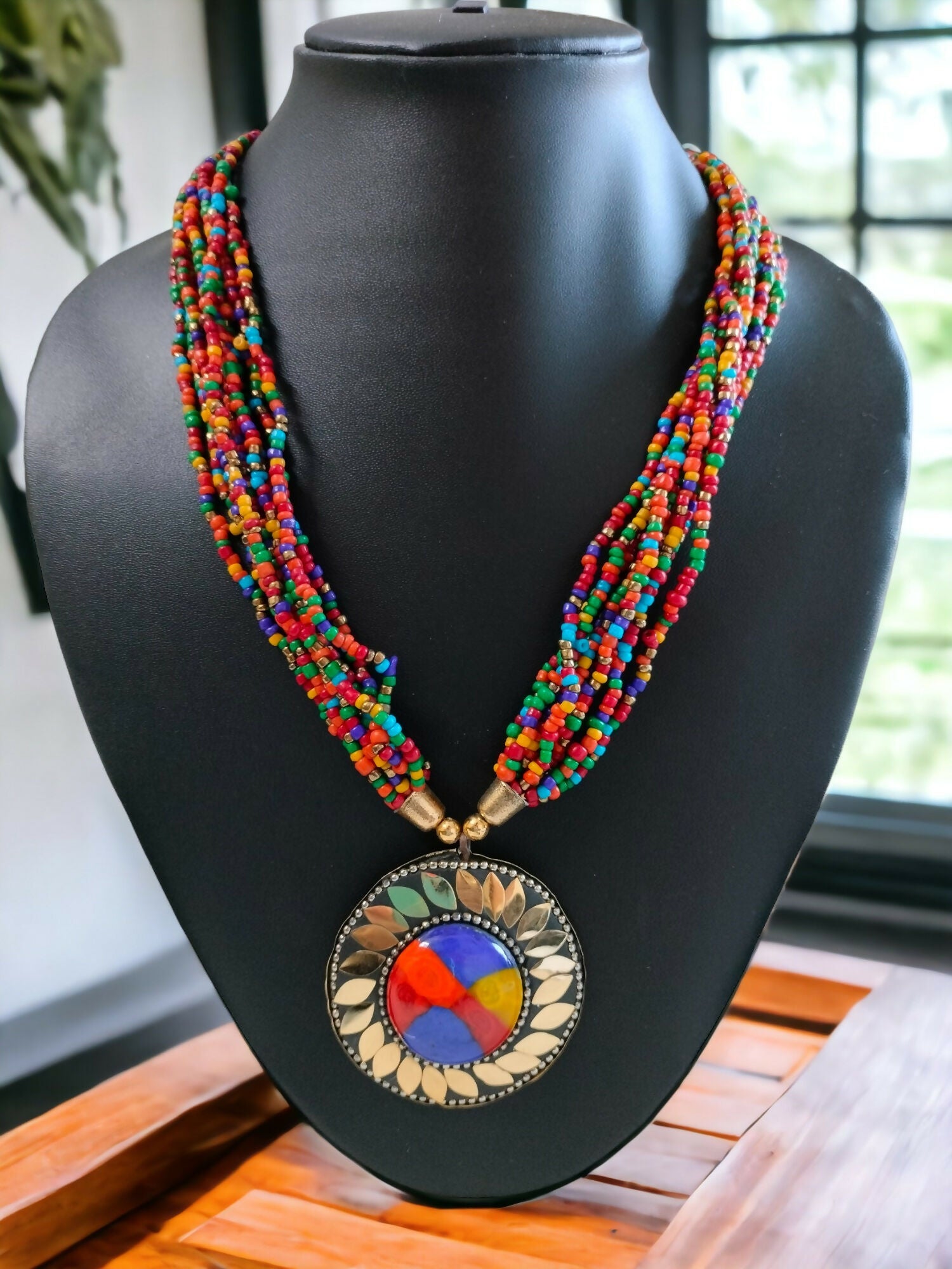 Inhanns Everyday Statement Beaded Pendant Necklace - Multi Colour | Grocsy