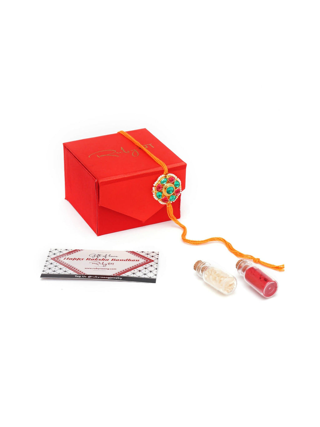 Designer kundan Rakhi - Ruby Raang | Grocsy