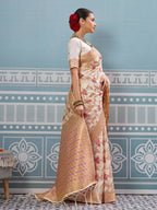Shree Shyam Fashion Cream Silk Saree | Grocsy