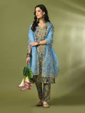 Myshka Women's Multi Printed Cotton Straight Party Kurta Set With Dupatta | Grocsy