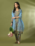 Myshka Women's Multi Printed Cotton Straight Party Kurta Set With Dupatta | Grocsy