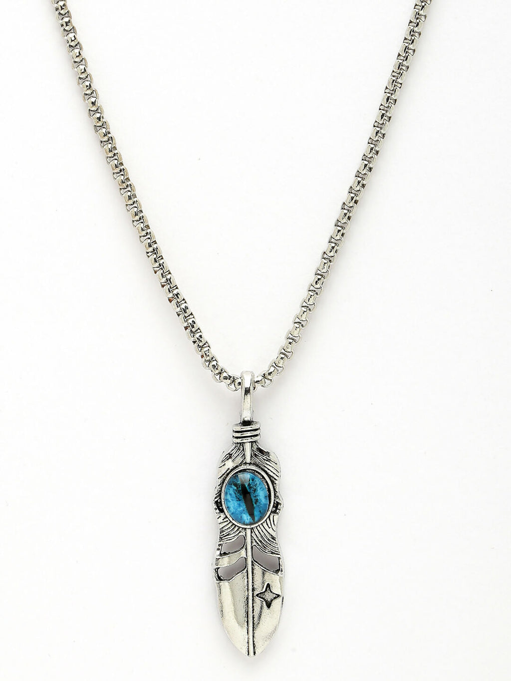 NVR Men's Silver-Plated Stainless Steel Pendant with Chain | Grocsy