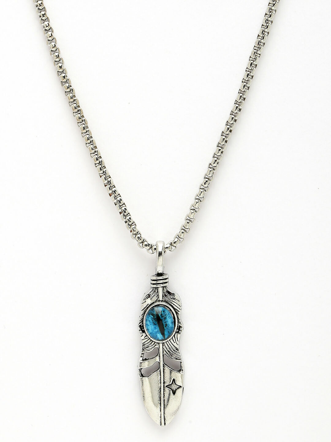 NVR Men's Silver-Plated Stainless Steel Pendant with Chain | Grocsy