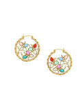 Navratan Round Earrings - Ruby Raang | Grocsy