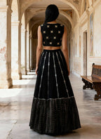 Lehenga Mart Black Gerogette Designer Bollywood Style Wedding Wear Lehenga Choli | Grocsy