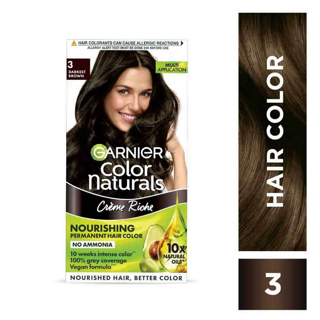 Garnier Color Naturals Creme Riche Hair Color - Shade 3 Darkest Brown | Grocsy