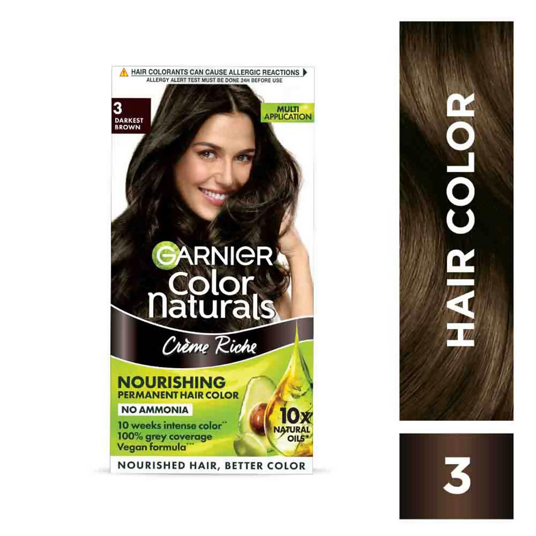 Garnier Color Naturals Creme Riche Hair Color - Shade 3 Darkest Brown | Grocsy