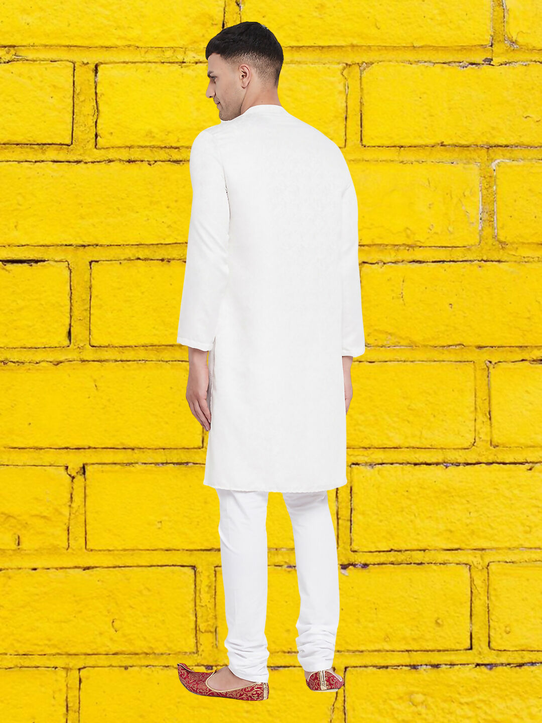 Even Apparels Men's Asymetrical White Sherwani Kurta | Grocsy