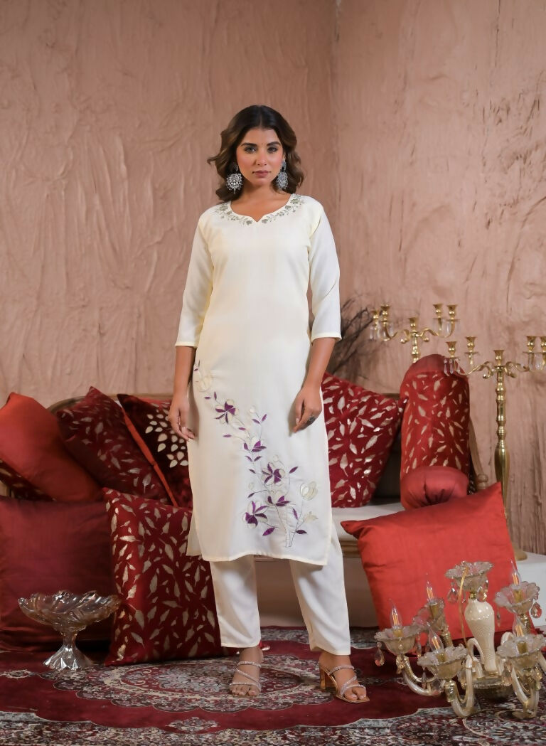 Festive Ethnic Viscose Rayon White Stitched Suit With Dupatta - Rashmika | Grocsy