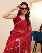Maroon Georgette Designer Printed Ready To Wear Saree - Ibiza | Grocsy