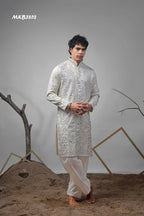 Off White Viscose Heavy Embroidery Work Kurta Set - Mahotsav | Grocsy