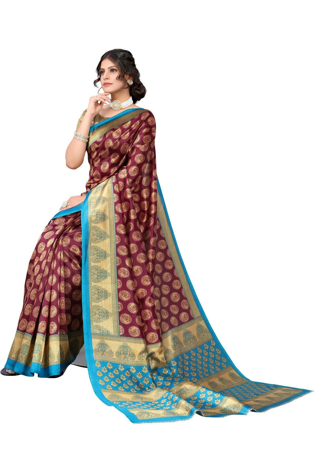 Vamika purple Printed Art Silk Saree | Grocsy