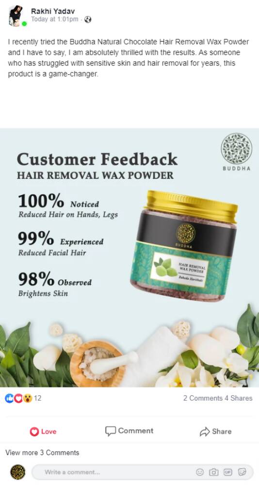 Buddha Natural Wax Powder Natural Instant Painless Hair Removal | Grocsy