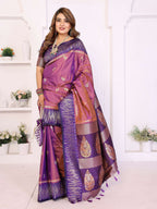 Aastha Fashion Purple South Soft Silk Zari Weaving Saree | Grocsy
