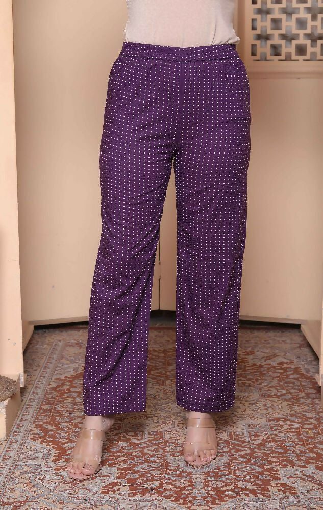 Miravan Womens Purple Cotton Animal Print Kurta With Palazzo And Dupatta | Grocsy