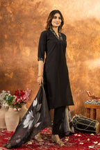 Black Kurti Pant With Dupatta Set for Women by Infinity Export | Grocsy