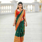 DEIANA'S Beautiful Designer Golden zari Soft Lichi Silk Saree - Green | Grocsy