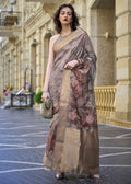 Lovely Brown & Grey Polly Brasso Designer Saree - Emponline | Grocsy