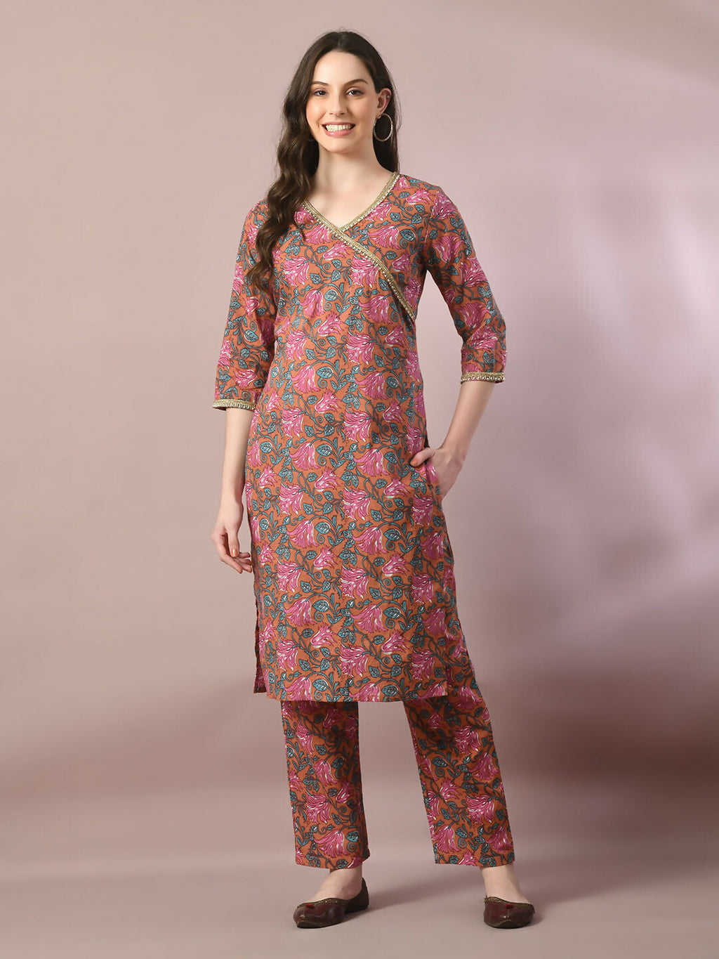 Myshka Women's Multi Printed Cotton Straight Party Kurta Set | Grocsy