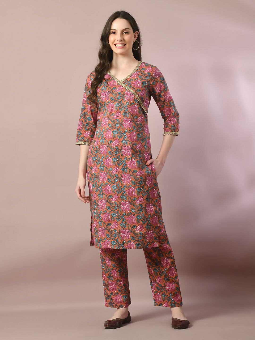 Myshka Women's Multi Printed Cotton Straight Party Kurta Set | Grocsy