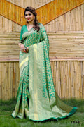Partywear Designer Green Banarasi Silk Fancy Saree - Starwalk | Grocsy