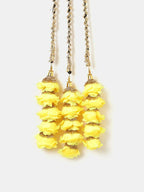 Ruby Raang Gold Gota Pati Work And Yellow Rosses With Black Thread & Golden Stones | Grocsy