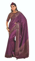 Joban Fashion Satin Silk With Zari Border Purple Colored Designer Pallu Saree | Grocsy