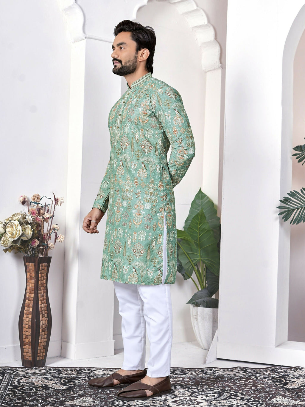 Anaita Green Digital Printed Work Cotton Straight Kurta | Grocsy