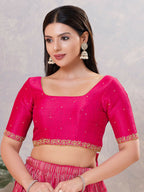 Joban Fashion Women Silk Dark Pink Stitched Blouse | Grocsy