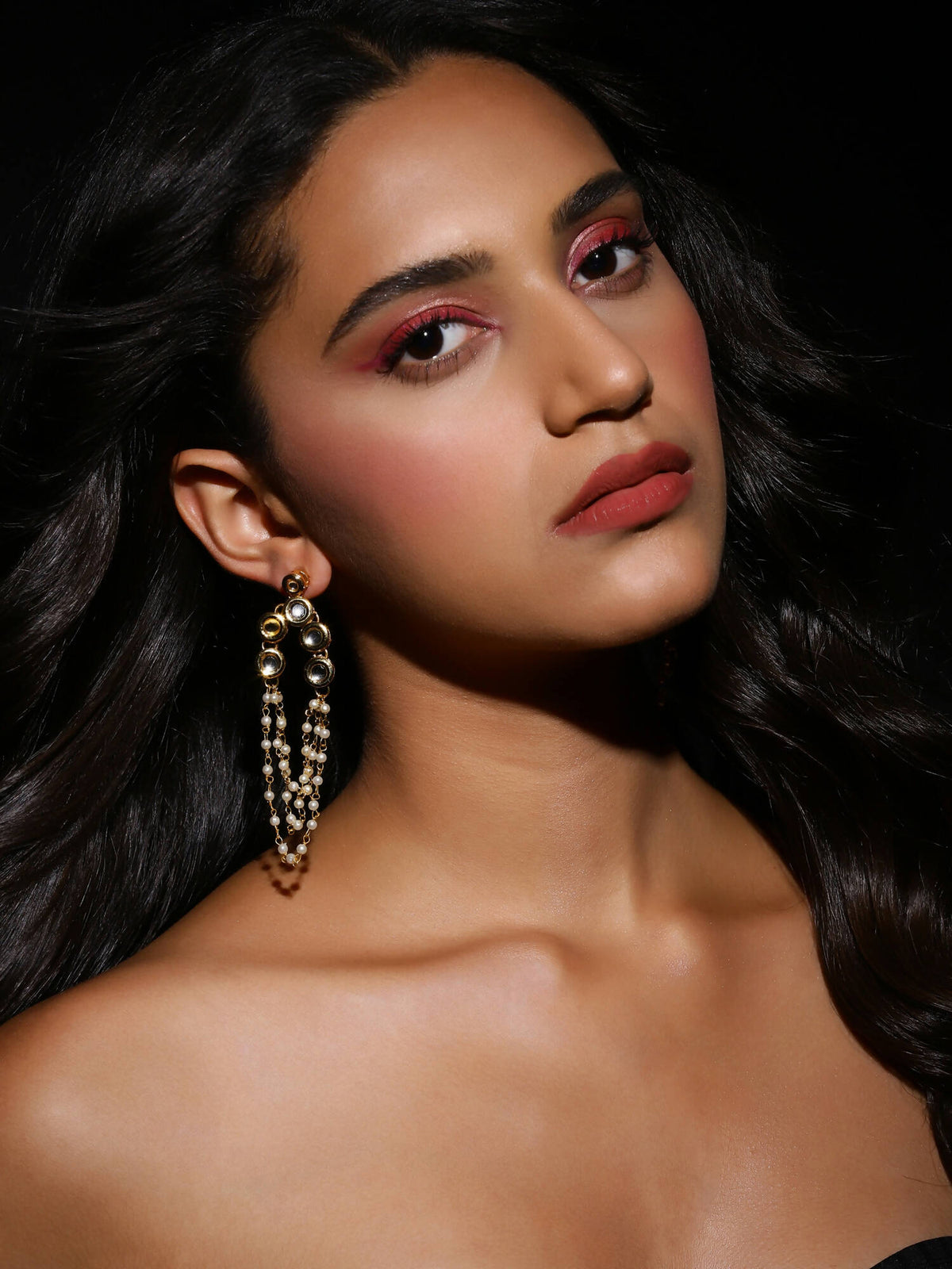 Gold-Polished Off White Contemporary Drop Earrings - Ruby Raang | Grocsy