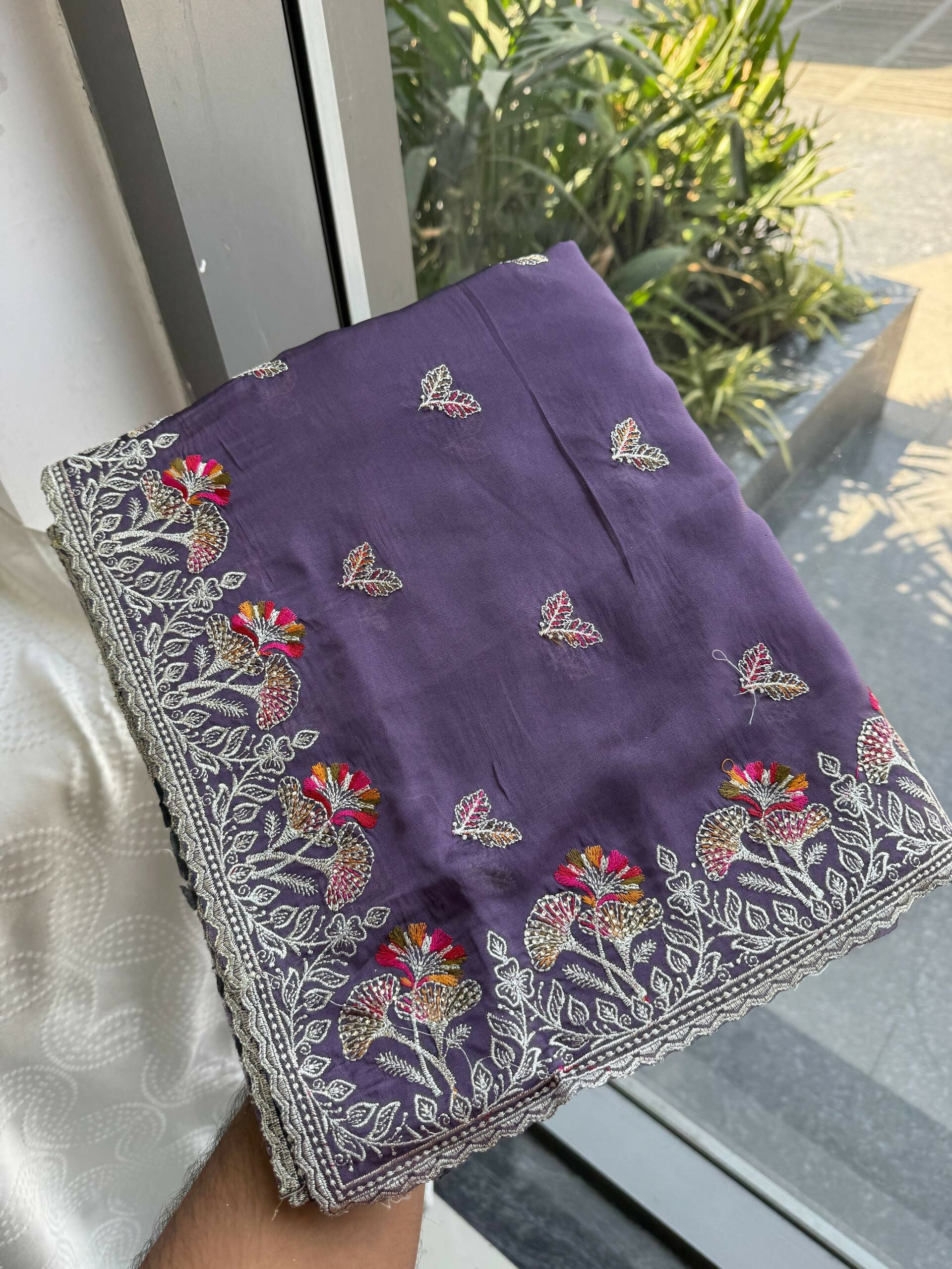 Teeya Creation New Trendy Stylish Party Wear Silk Saree-Lavender | Grocsy