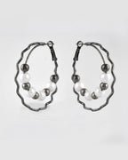 VOJ Women Rhodium-Plated Pearl Stainless Steel Hoop Earrings | Grocsy
