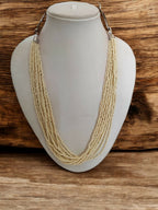 Inhanns Bloom Handmade Beaded Only Necklace - 12 Layers - Cream Necklace | Grocsy