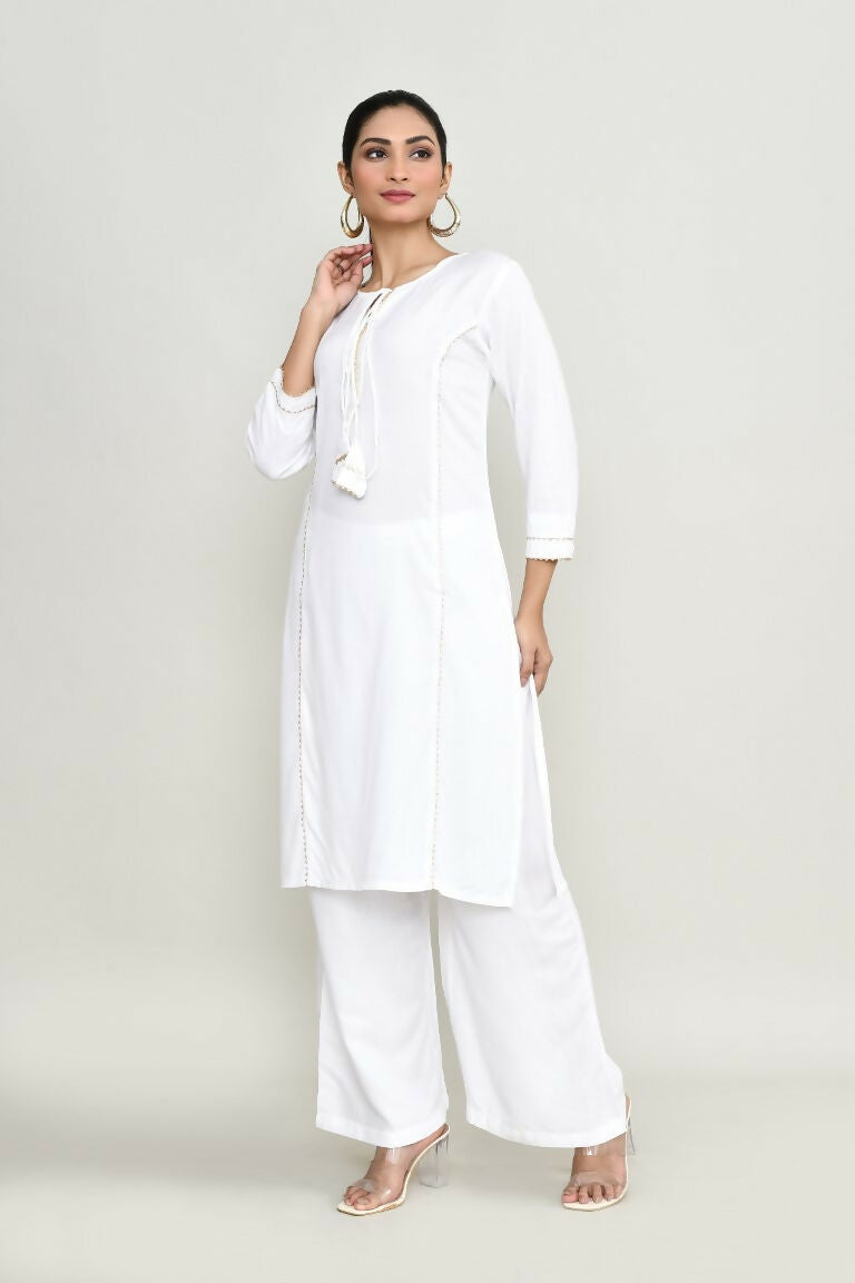Joban Fashion White Rayon Kurta Set | Grocsy