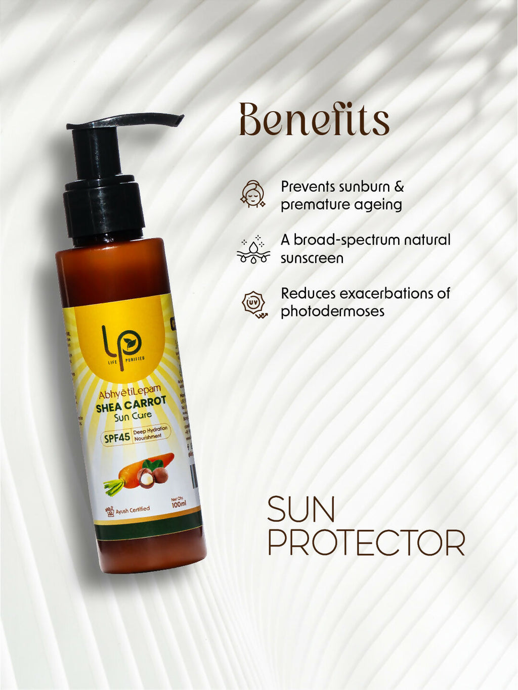 Life Purified Abhyetilepam Shea Carrot Sun Care SPF 45 Pa++++ | Grocsy