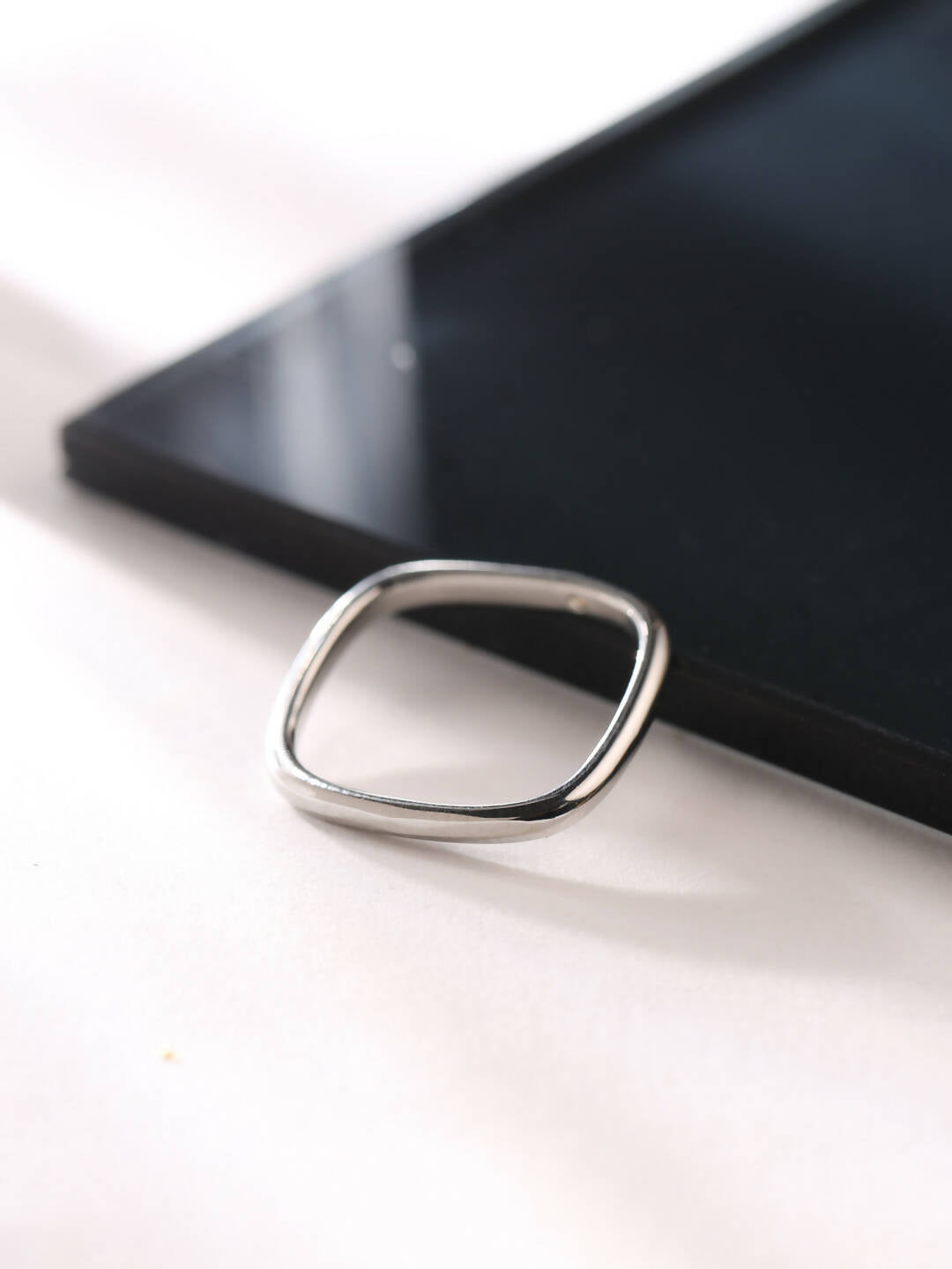 NVR Women's Silver-Plated Rectangular Stylish Ring | Grocsy