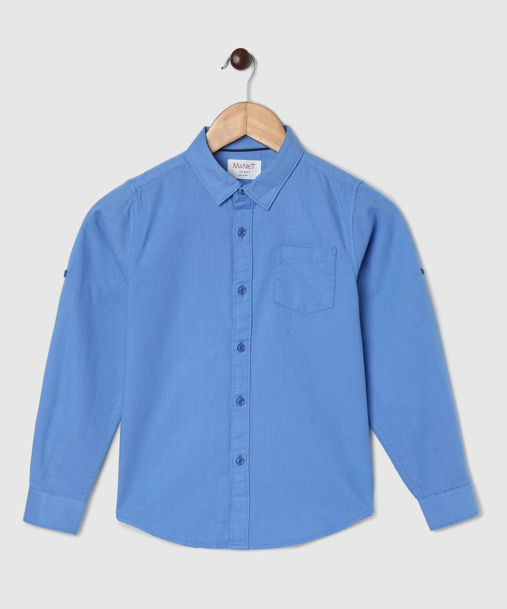 Manet Boys Full Sleeves Solid Shirt - Light Blue | Grocsy