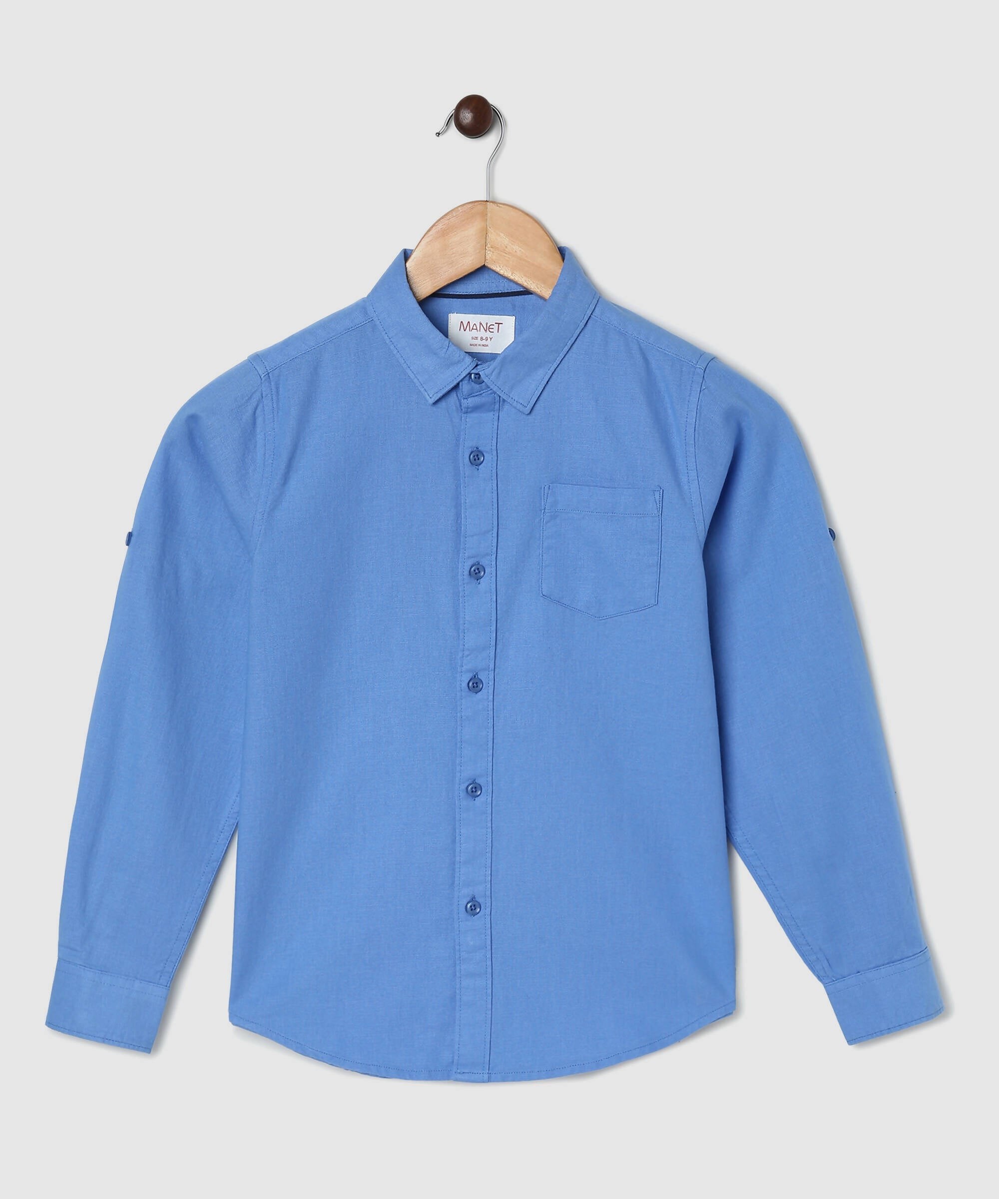 Manet Boys Full Sleeves Solid Shirt - Light Blue | Grocsy