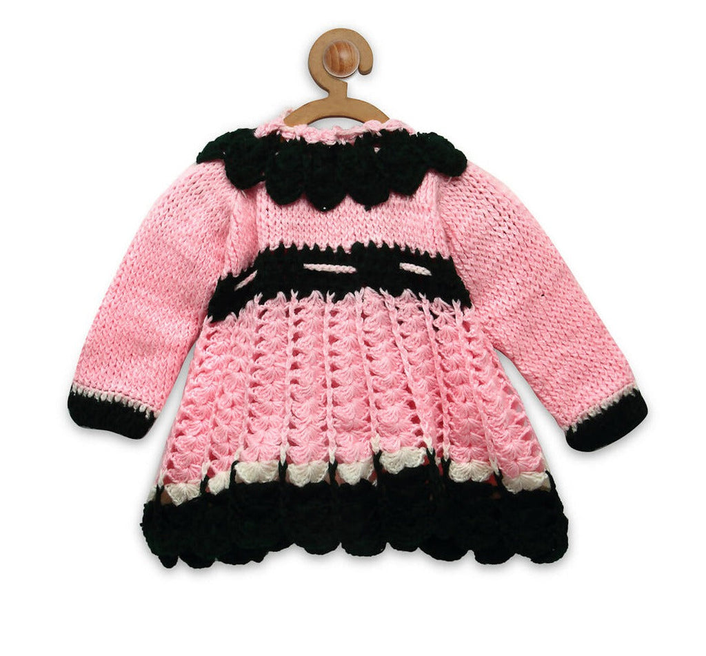 ChutPut Hand knitted Nora Wool Dress For Baby Girls - Pink | Grocsy
