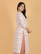 Aramya White Soft Cotton Floral Straight Kurta for Women | Grocsy