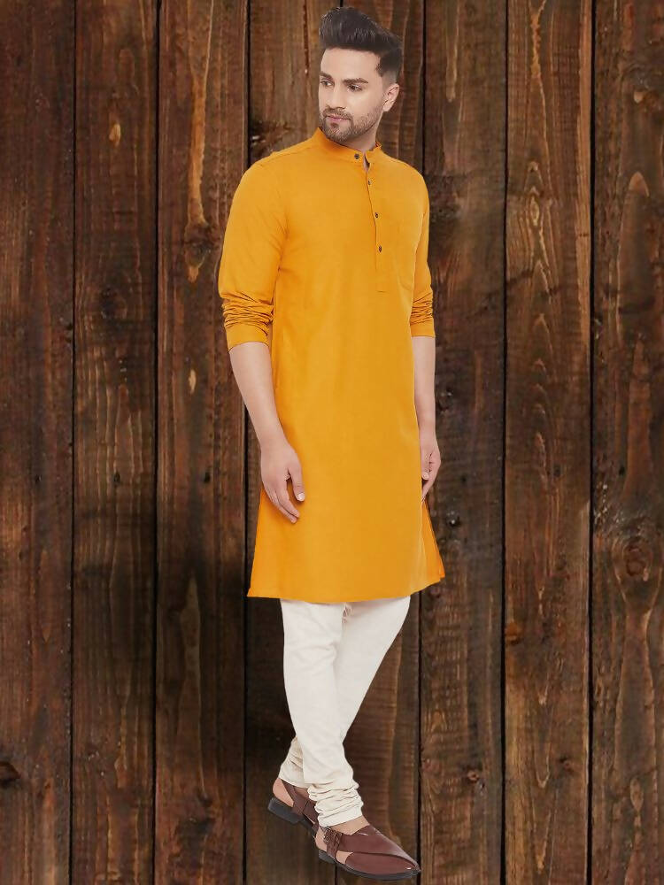 Even Apparels Pure Cotton Yellow Kurta - Yellow | Grocsy