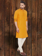 Even Apparels Pure Cotton Yellow Kurta - Yellow | Grocsy