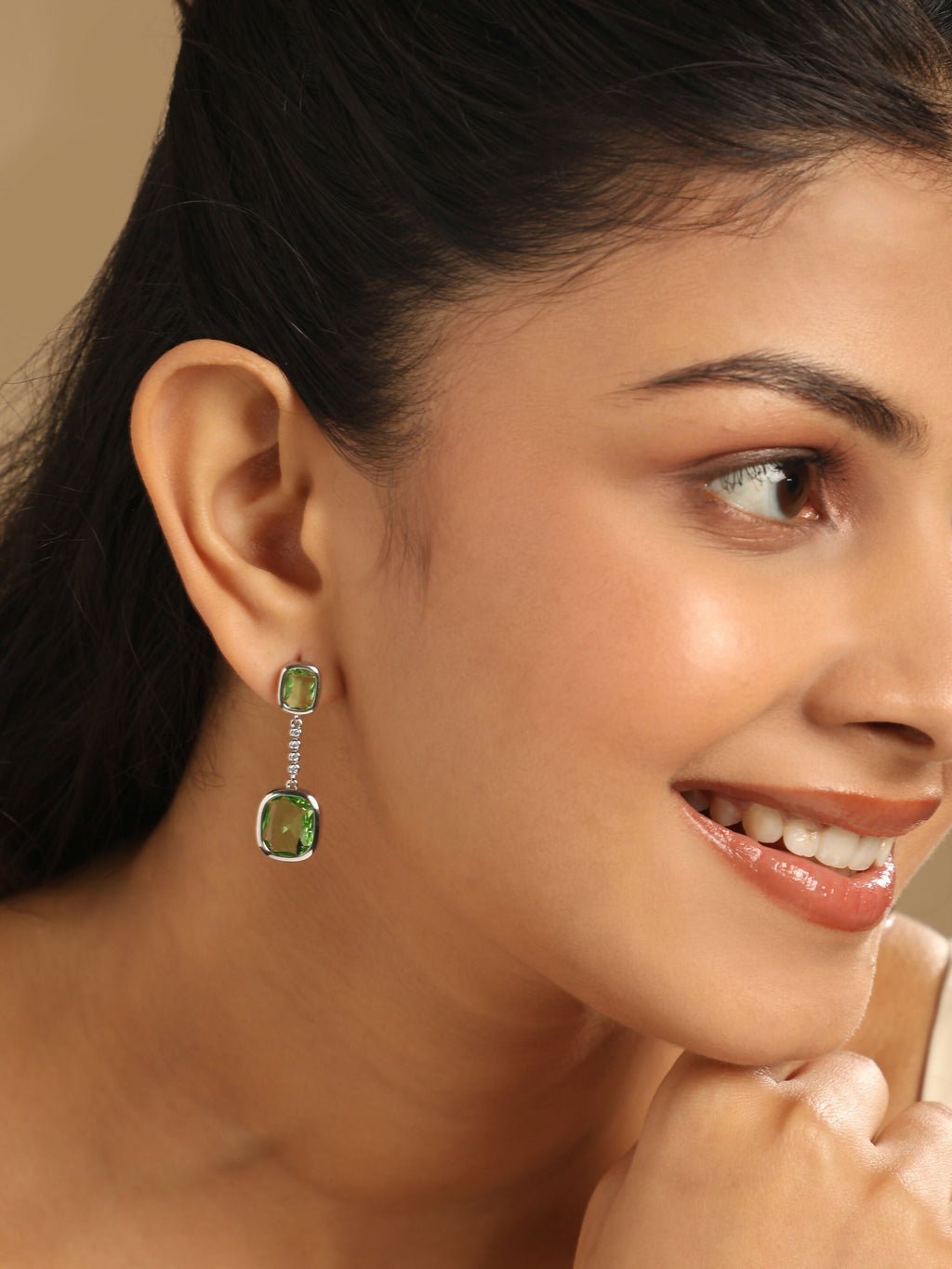 Nuyug Green Luxe Cascades Anti Tarnish Earrings | Grocsy
