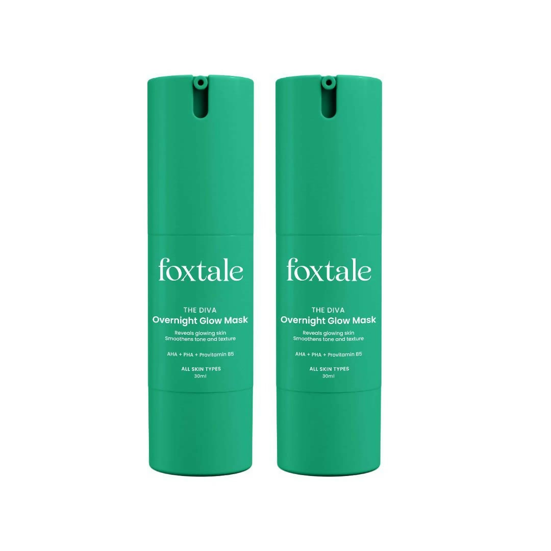 Foxtale Over Night Glow Mask For Glowing Skin, 4% Glycolic Acid & 3% Lactic Acid, Reduces Blackheads and Whiteheads | Grocsy